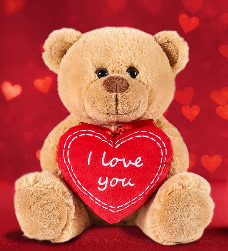 BRUBAKER Teddy Bear with Red Heart - I Love You - 9-84 Inches - Cuddly Plush Toy - Stuffed Animal - Brown