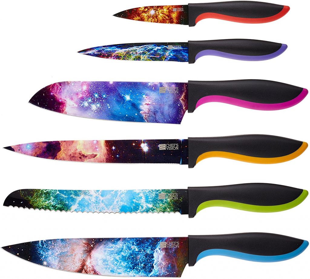 Cosmos Kitchen Knife Set in Gift Box - Color Chef Knives - Cooking Gifts for Husbands and Wives, Unique Wedding Gifts for Couple