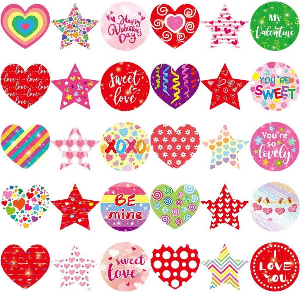 Fancy Land 600 Valentines Sticker for Kids Heart Stickers for Valentine’s Day Party Supply Classroom Gift