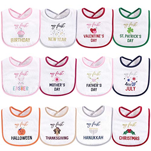 Hudson Baby Unisex Baby Cotton Terry Drooler Bibs with Fiber Filling