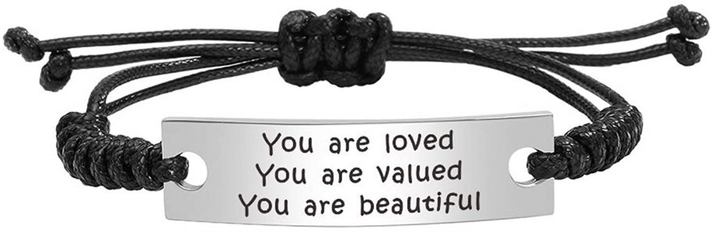 Inspirational Gifts For Women Saying stamped You are loved You are valued You are beautiful leather inspirational bracelet