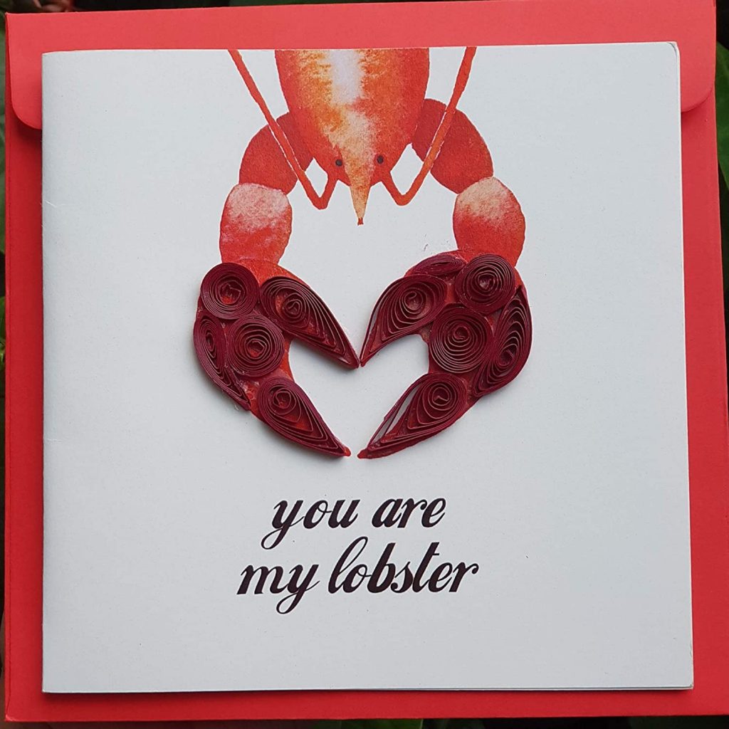 Love Cards for Wife husband on birthday, valentines day, wedding anniversary 3D Quilling Card - You are my Lobster