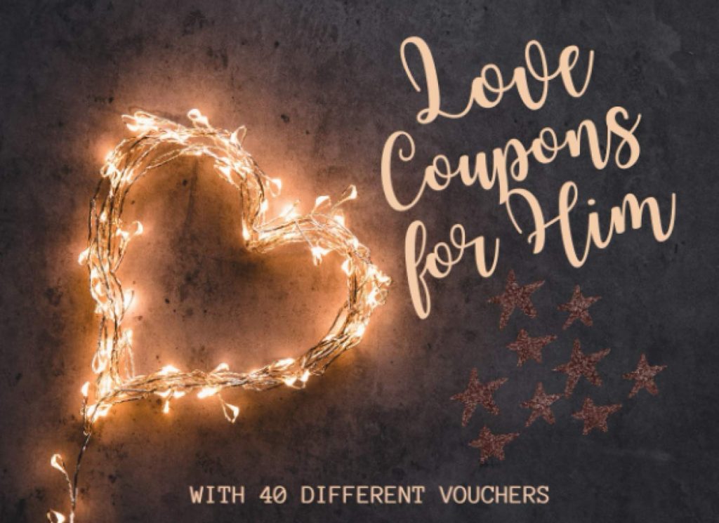 Love Coupons For Him Valentines day Vouchers for Husband or Boyfriend.