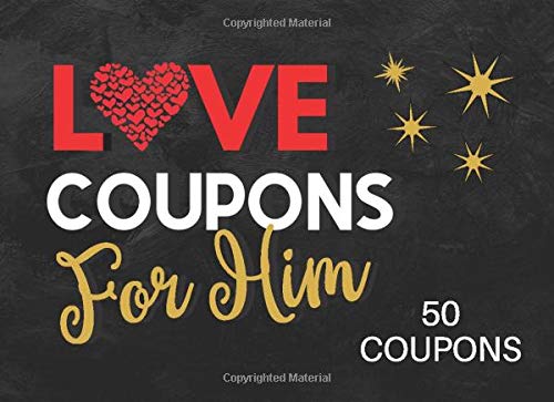 Love Coupons for Him Valentines Day Coupon Book for Husband or Boyfriend Novelty Birthday and Anniversary Gift