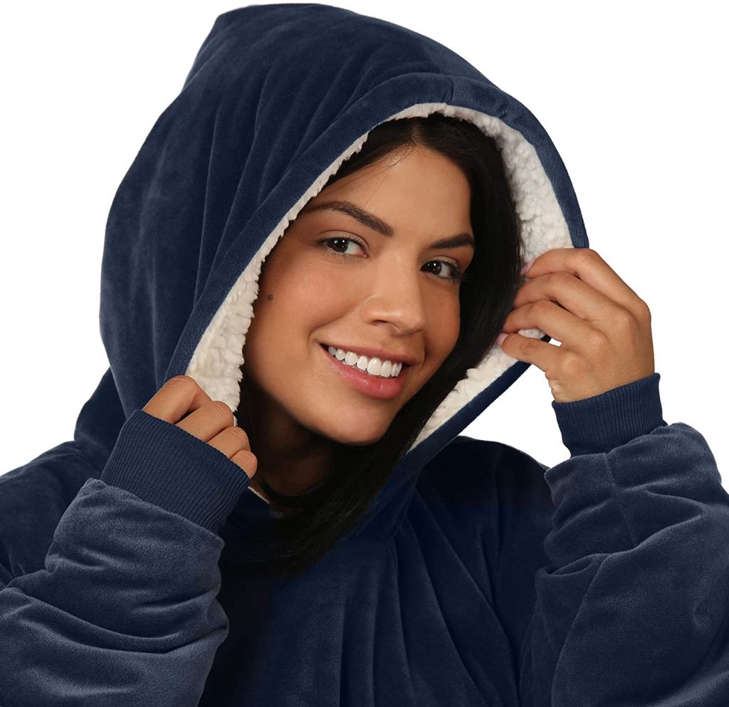 Oversized Microfiber and Sherpa Wearable Blanket, Seen On Shark Tank, One Size Fits All Blue valentine day for mom