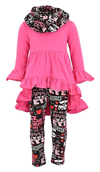 Unique Baby Girls Valentine's Day Outfit Ruffle Top Legging Set