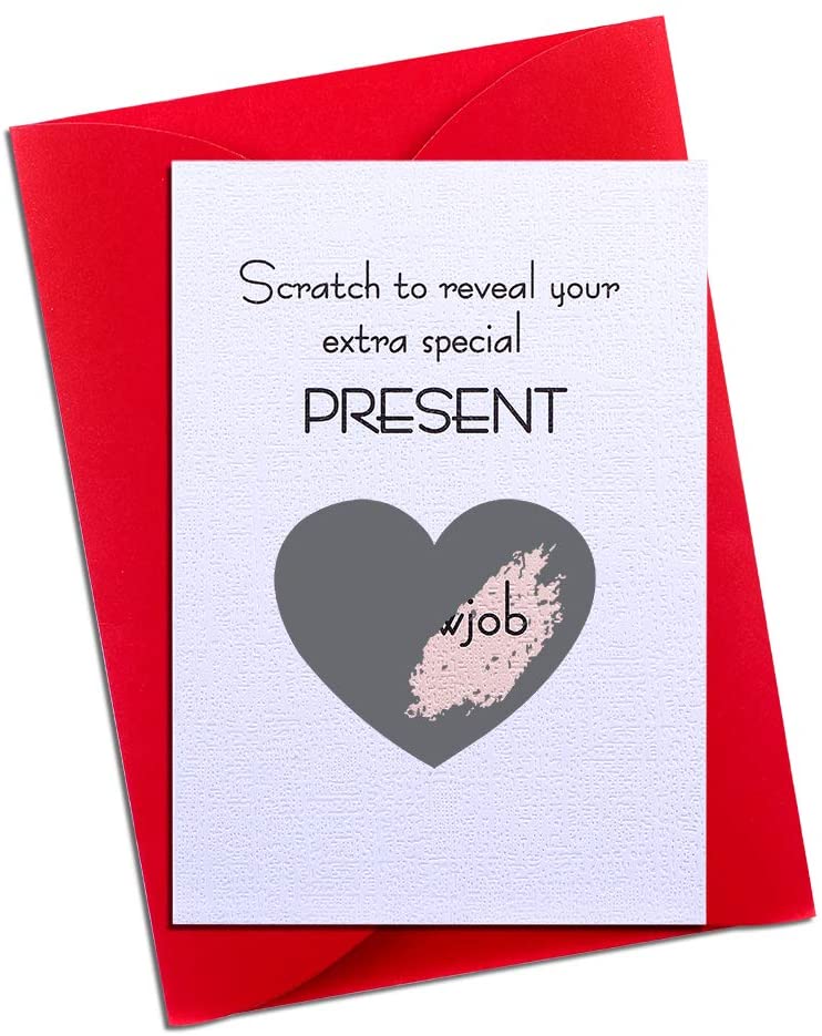 XJF Valentines Day Greeting Card,4x 6 Funny Scratch Off Valentine's Day Card,Naughty Valentine's Day Anniversary Card for Husband,Wife