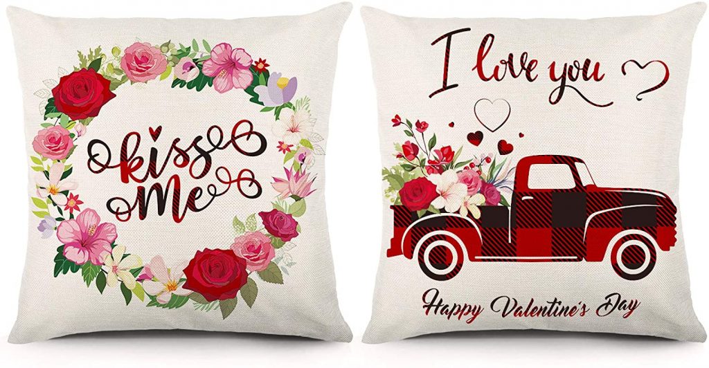 YGEOMER Valentines Day Pillow Covers 18×18 Inch Set of 2 Valentines Day Throw Pillow Covers Holiday Anniversary Wedding Cushion Pillow Case