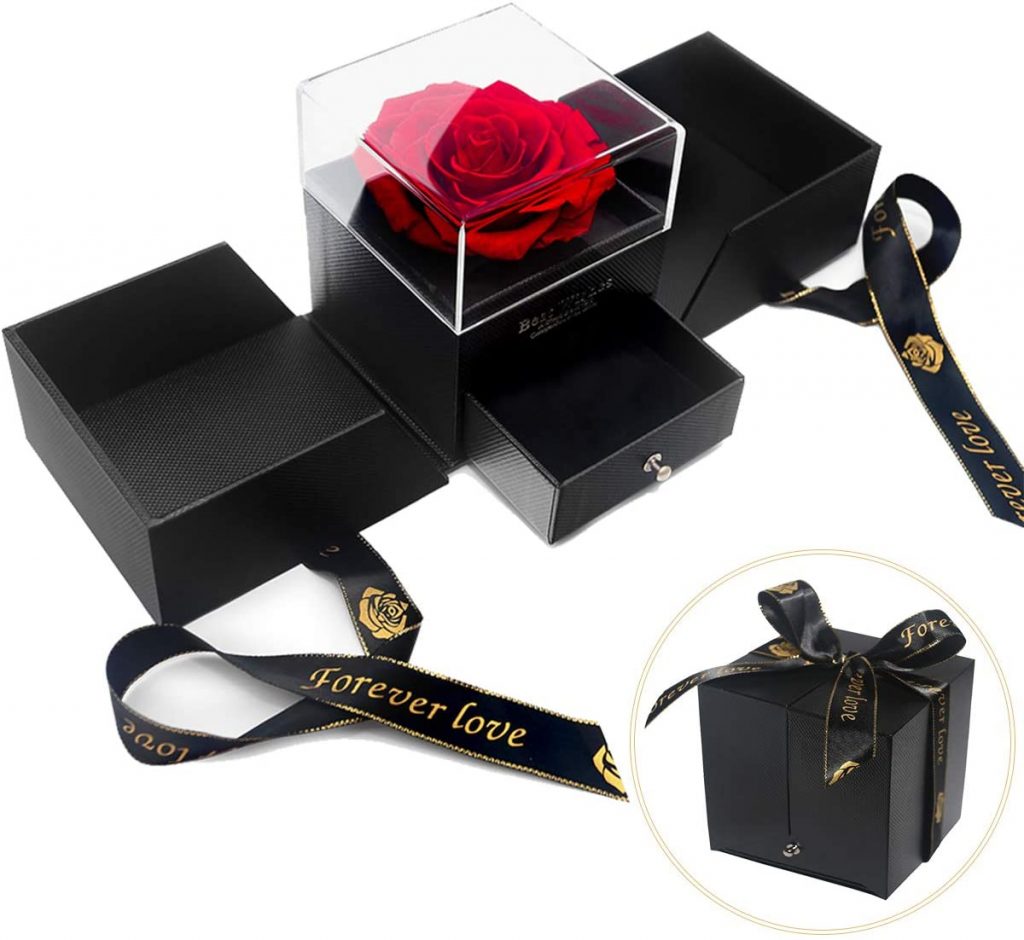 valentine day boxes Handmade Preserved Rose Jewelry Gift Box