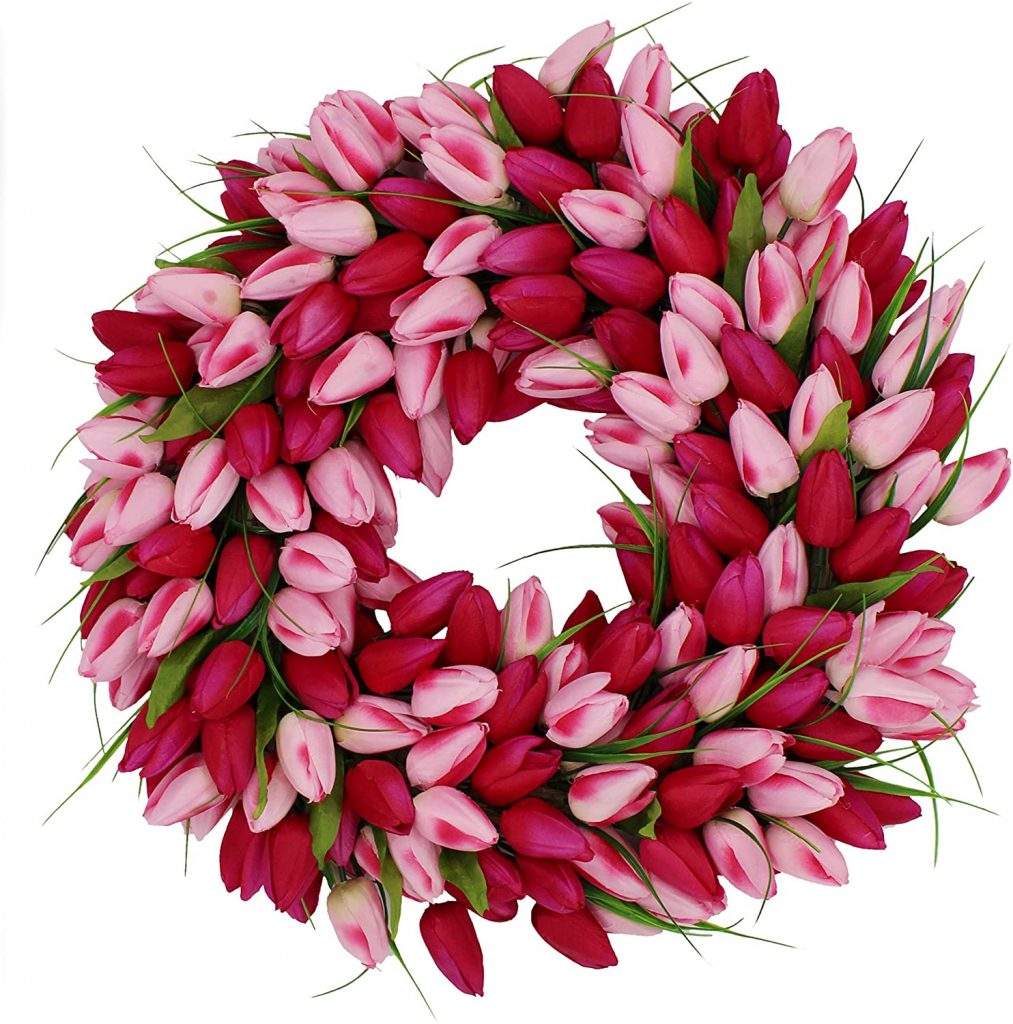 valentine day decorations The Wreath Depot Pink Medley Tulip Wreath
