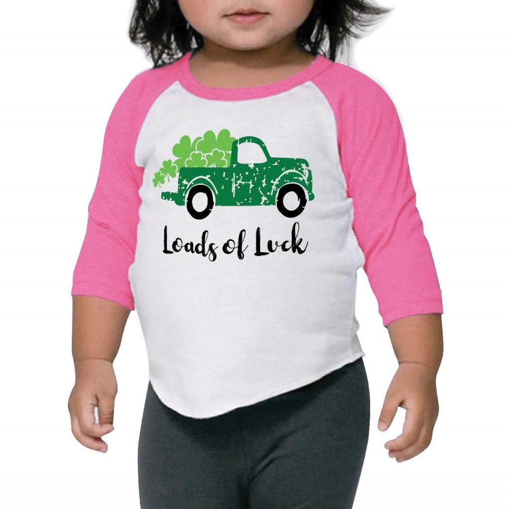 Bump and Beyond Designs Toddler Kids Loads of Luck Vintage Truck Unisex St. Patrick's Day Shirt