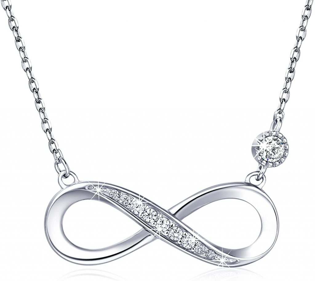 infinity Heart Love Pendant White Gold Plated Diamond Women Necklace women's day Gift for mom