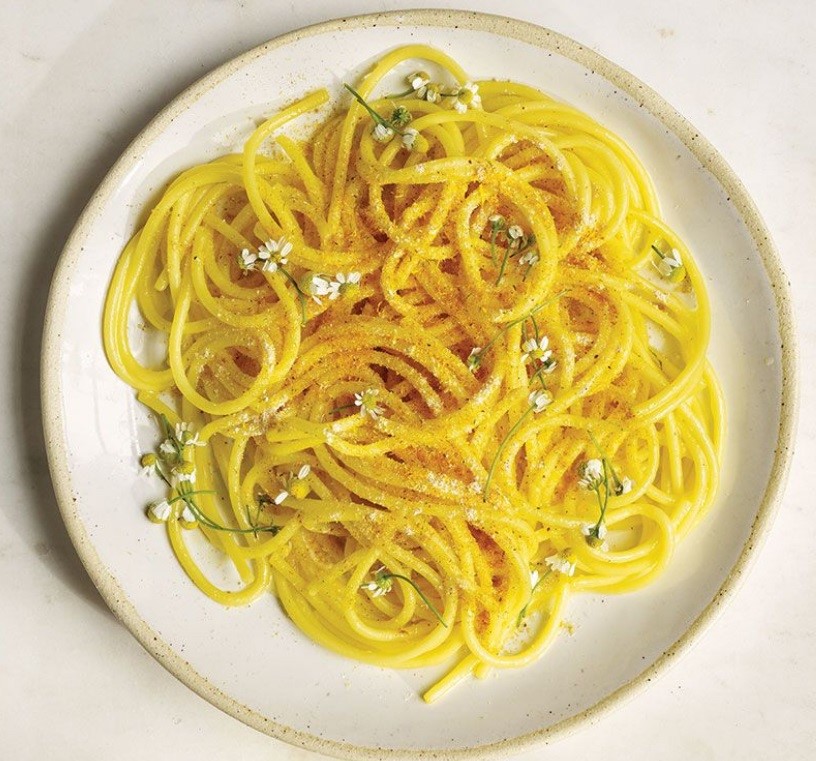 Spaghetti with Jasmine, Safron, and Chamomile Delicious Spring Equinox Food Ideas 2021