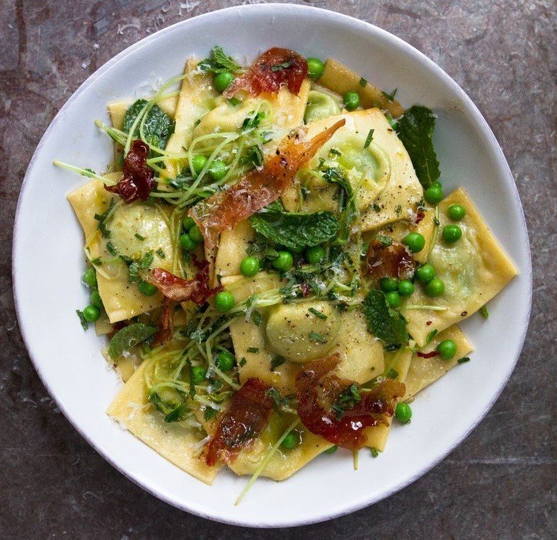 Spring Pea Ravioli with Pea Shoots and Prosciutto Delicious Spring Equinox Food Ideas 2021