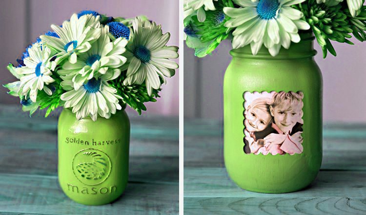 mason jar picture frame vases