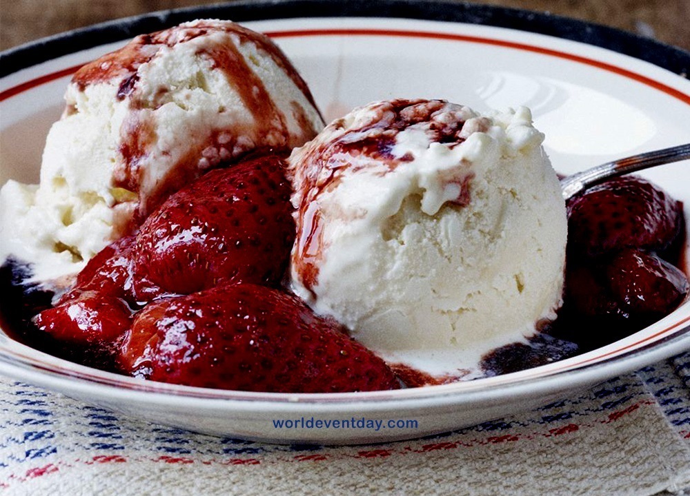 Balsamic-Roasted Strawberries with Chèvre Ice Cream