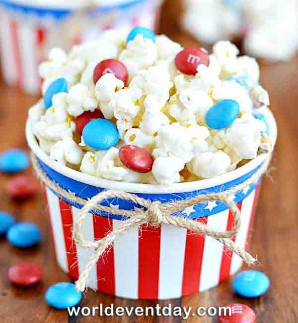 Patriotic White Chocolate Popcorn