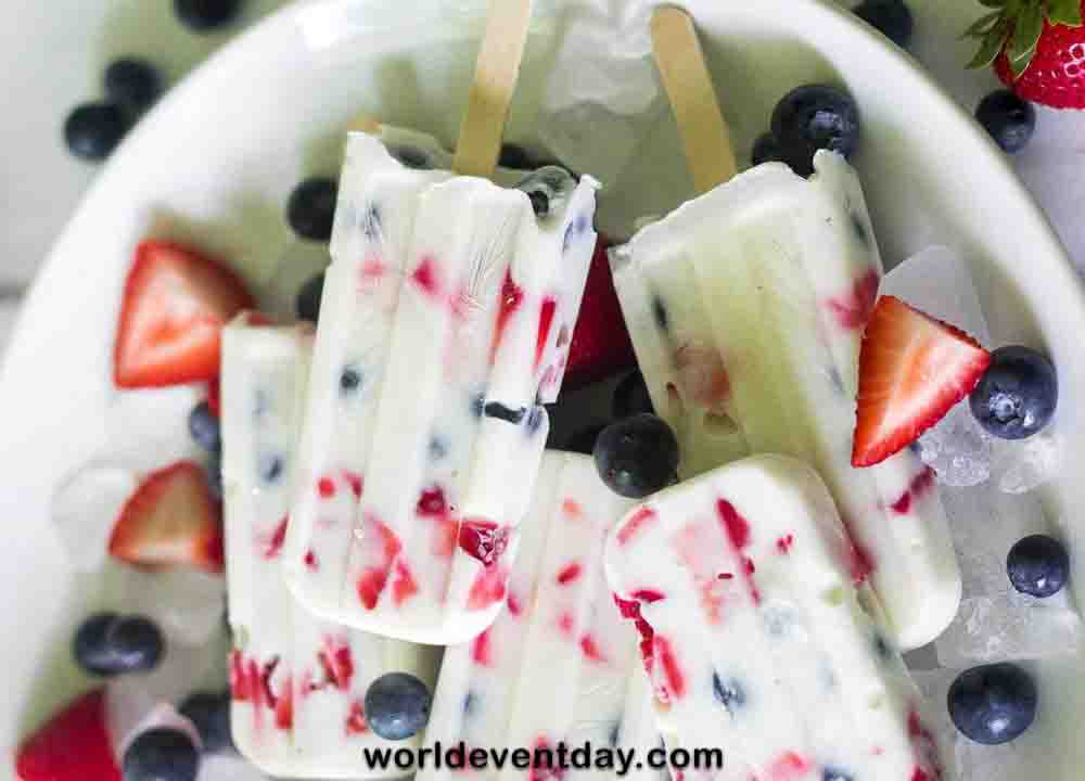 Red, White, and Blue Yogurt Popsicles
