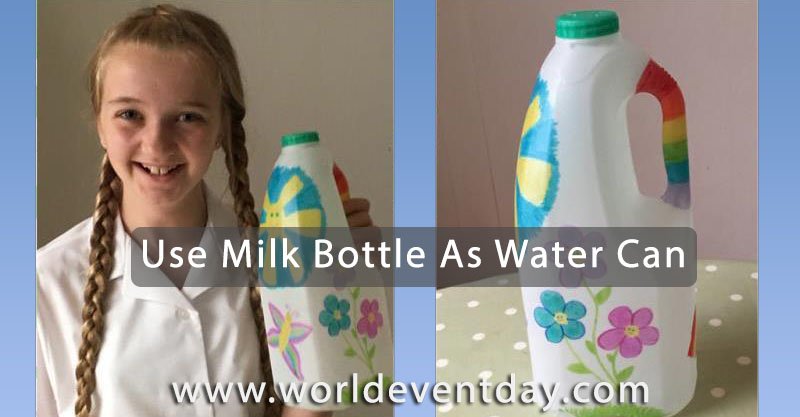 Turn an old milk bottle into a watering can